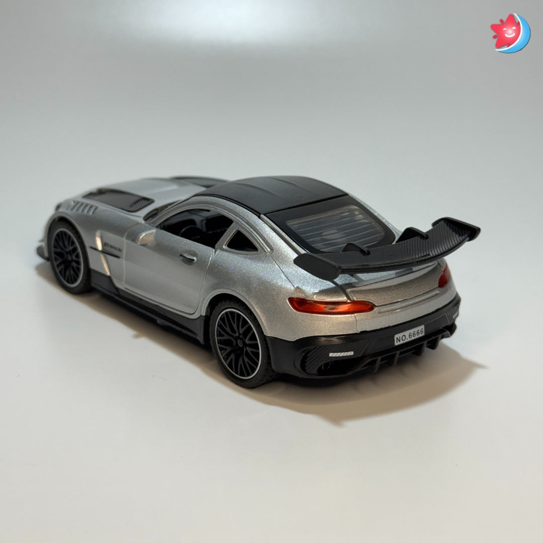 Benz AMG Silver sports car on a white background in Tingle Tots