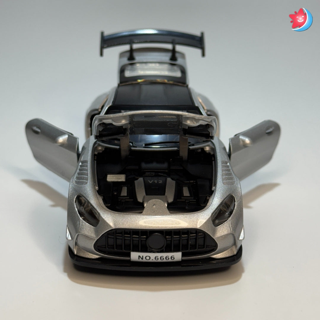 Benz AMG Model car with open hood on a white background on Tingle Tots