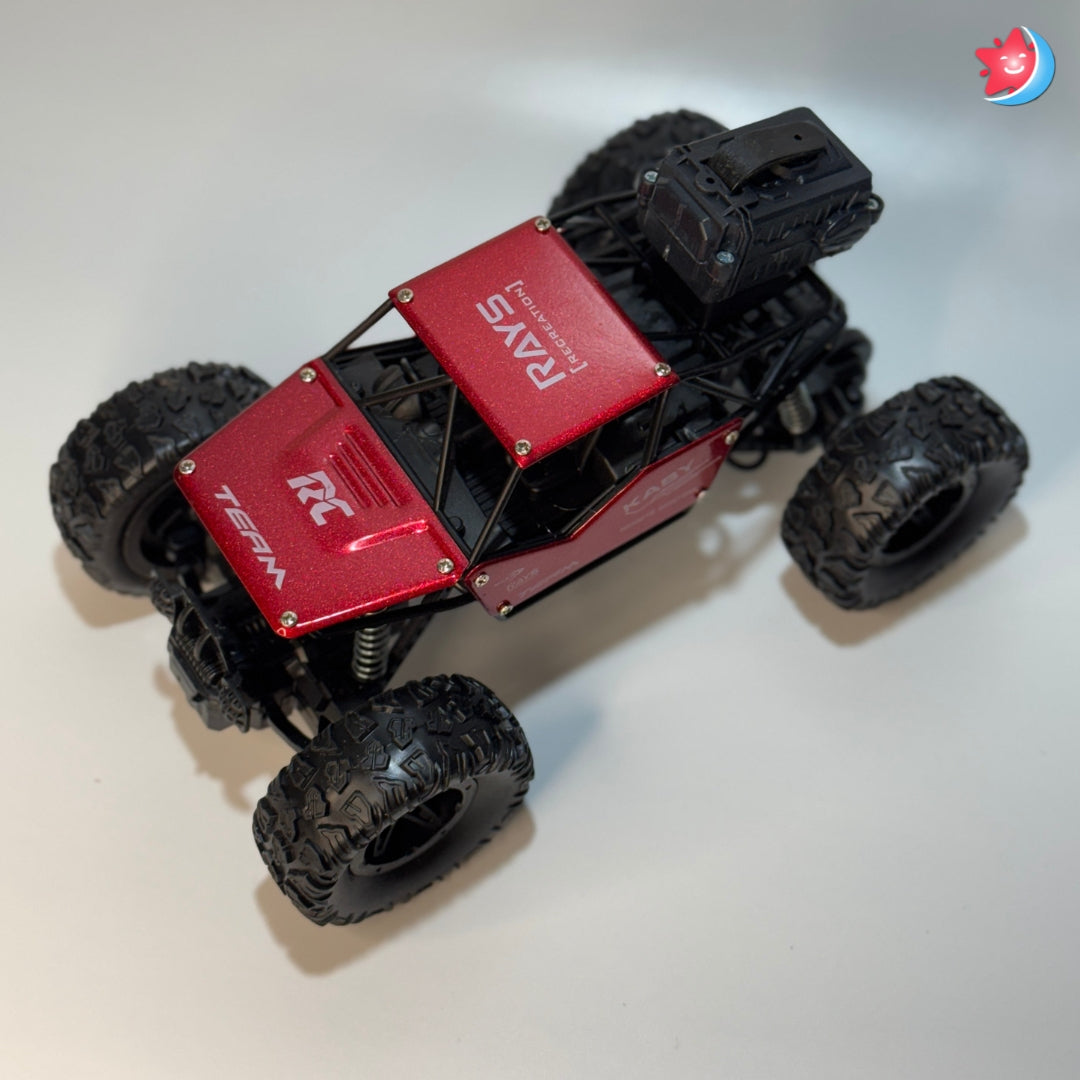 Remote control monster truck rock crawler with big wheels Red