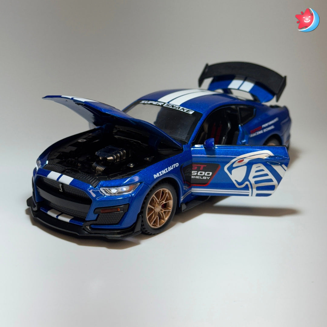 Ford Mustang Shelby GT500 1:32 scale diecast model car with openable doors, pull back action, light and music
