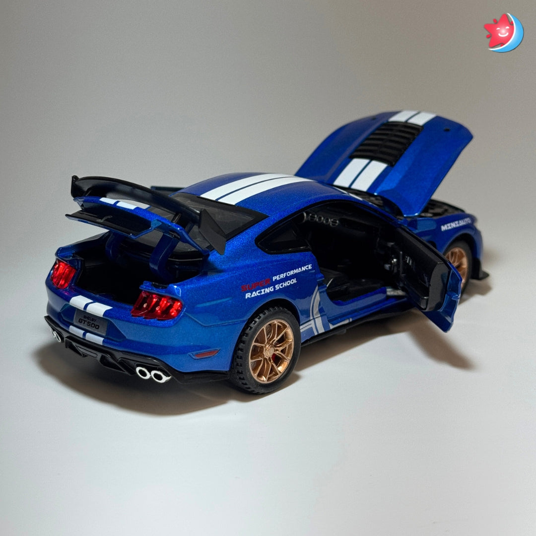 Ford Mustang Shelby GT500 1:32 scale diecast model car with openable doors, pull back action, light and music