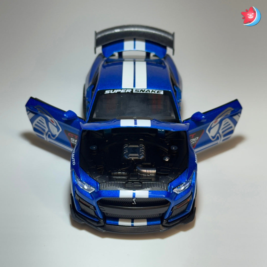 Ford Mustang Shelby GT500 1:32 scale diecast model car with openable doors, pull back action, light and music