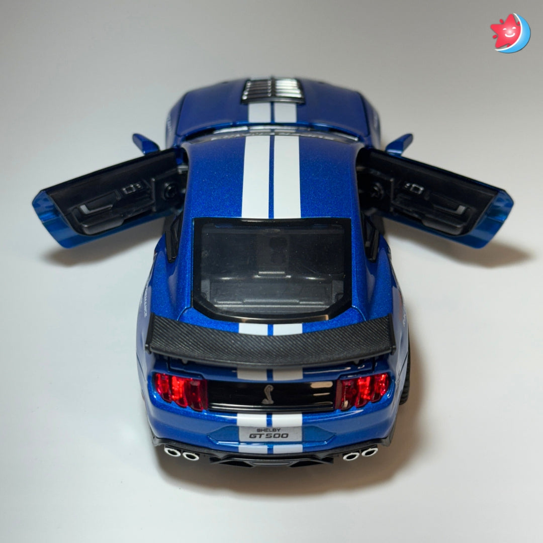 Ford Mustang Shelby GT500 1:32 scale diecast model car with openable doors, pull back action, light and music