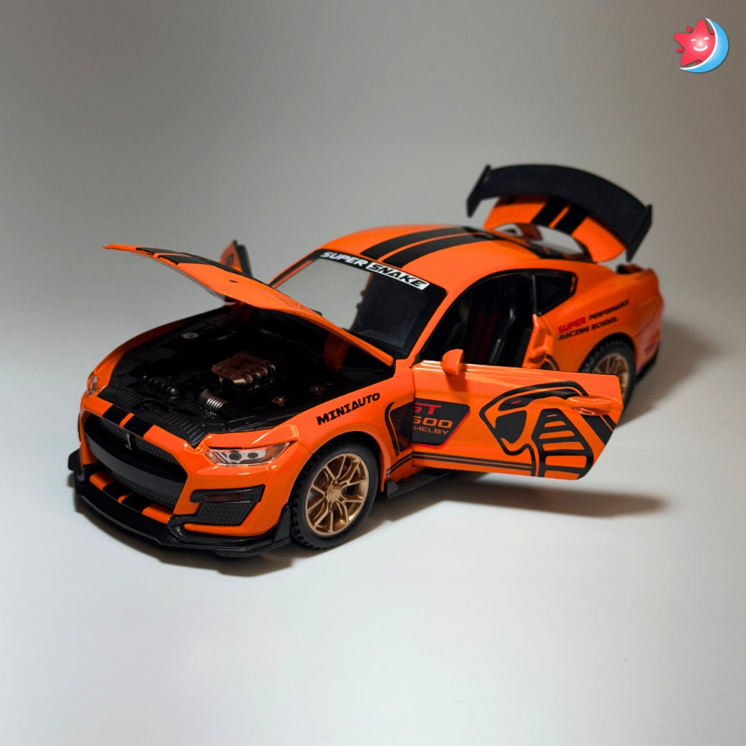 Ford Mustang Shelby GT500 1:32 scale diecast model car with openable doors, pull back action, light and music