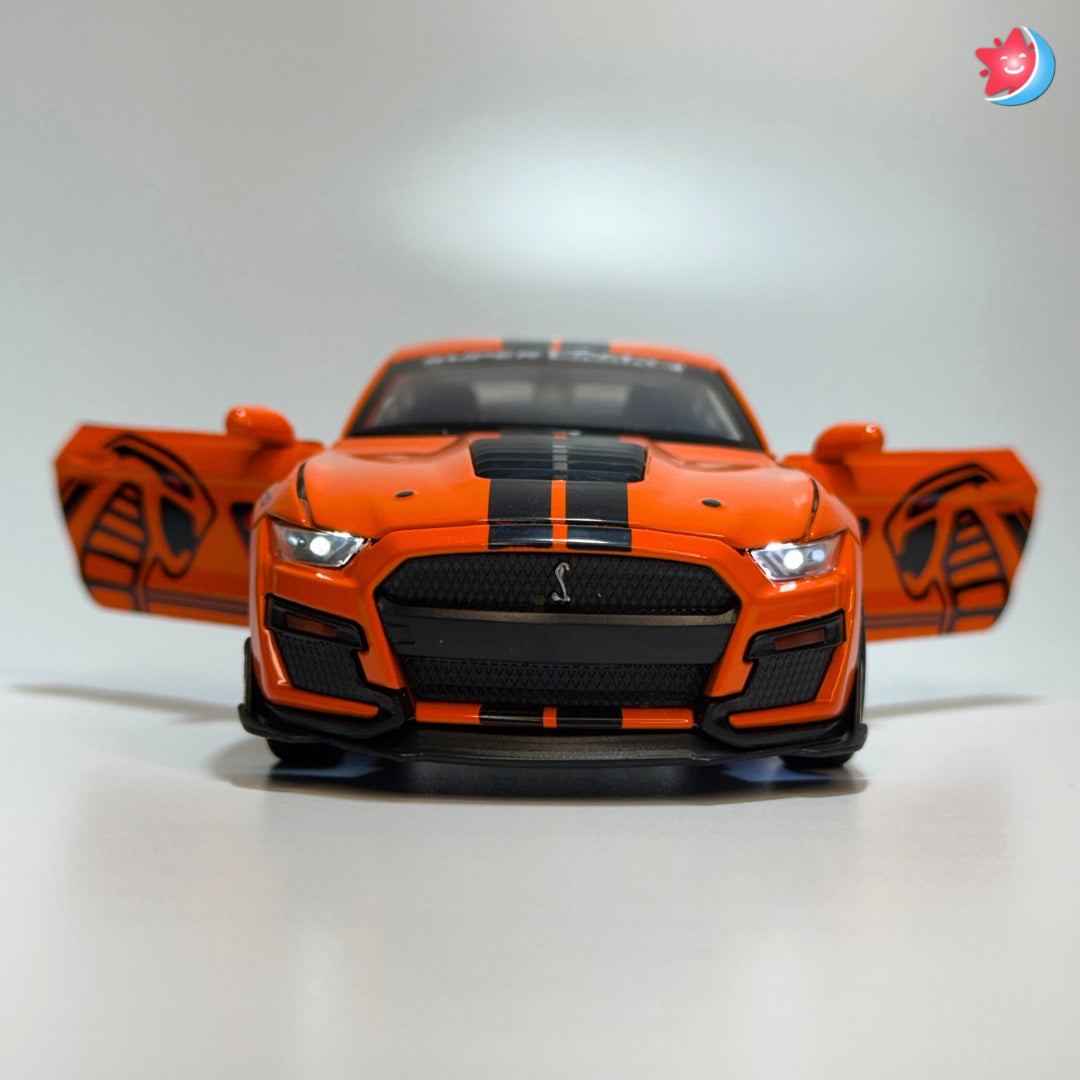 Ford Mustang Shelby GT500 1:32 scale diecast model car with openable doors, pull back action, light and music